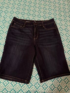 St. John's Bay Dark Indigo Denim Bermuda Shorts with Contrast Stitching